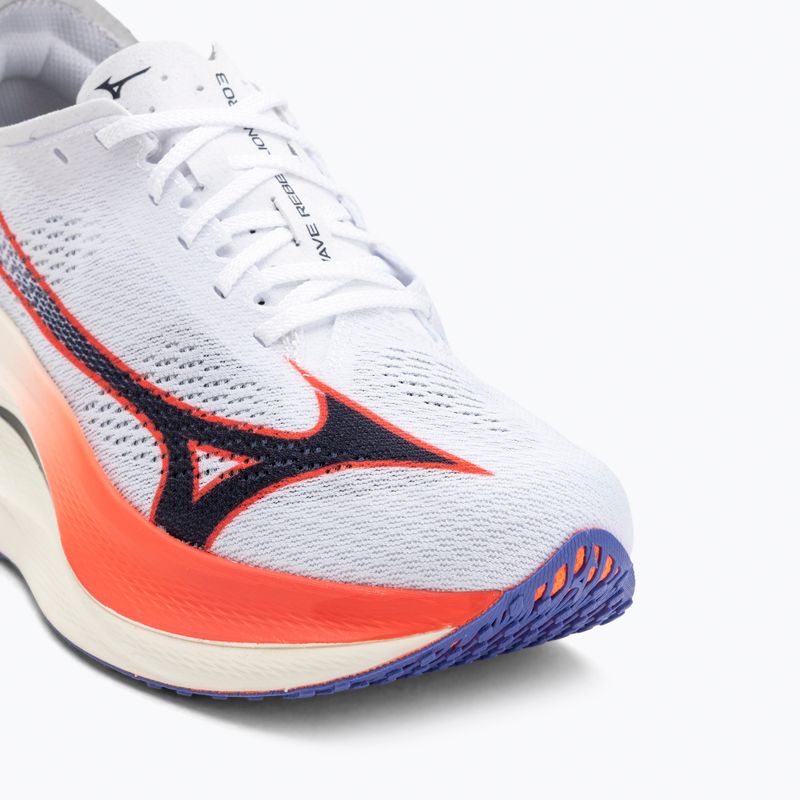 Mizuno Wave Rebellion Pro 3 обувки за бягане бяло/баритоново синьо/огнена кора 7