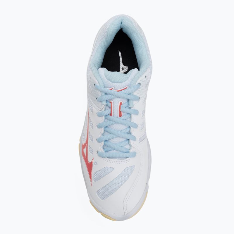 Дамски обувки за волейбол Mizuno Wave Voltage 2 white/calypso coral/pale banan 5