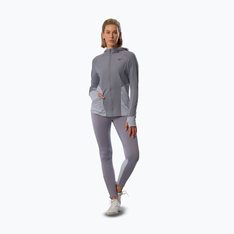 Дамско яке за бягане Mizuno Active Warm Hybrid Full Zip с качулка quicksilver 2