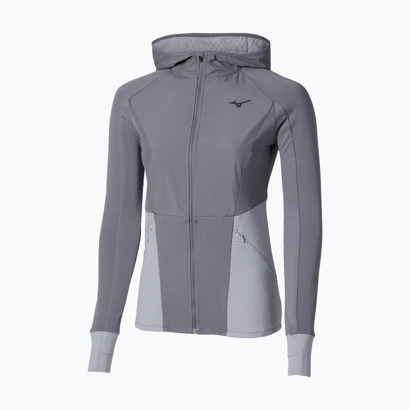 Дамско яке за бягане Mizuno Active Warm Hybrid Full Zip с качулка quicksilver 5