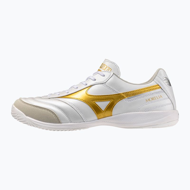 Футболни обувки Mizuno Morelia Sala Elite IN white/football gold/galaxy sil