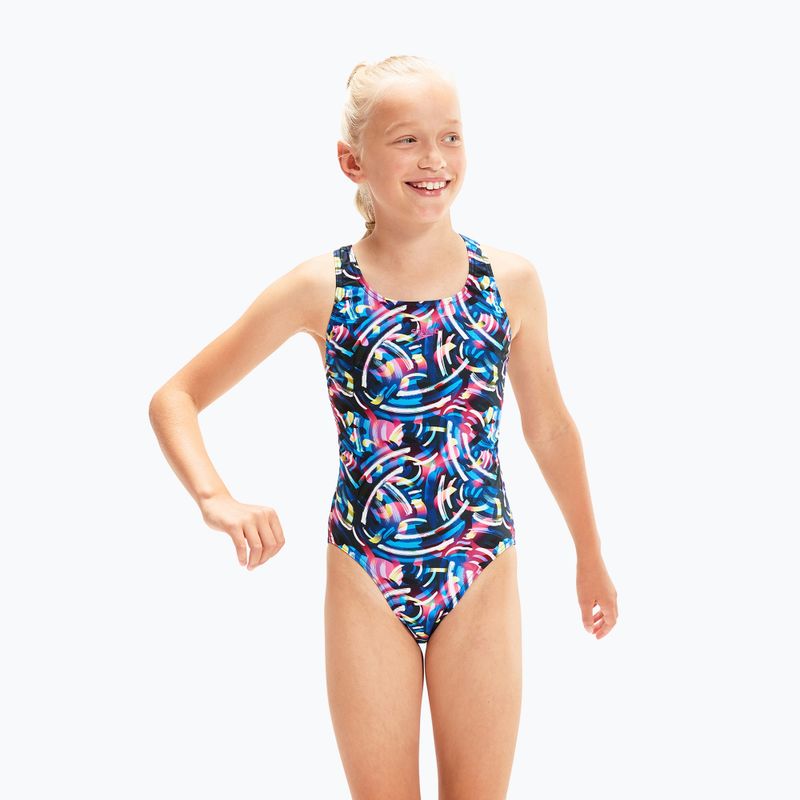 Speedo Digital Allover Leaderback детски бански от една част син/черен 8-1237714743 3