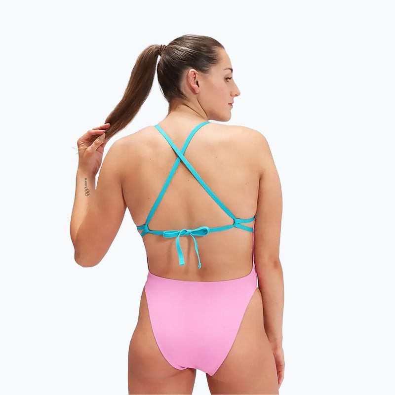 Speedo дамски бански Solid Tie Back pink/blue 7