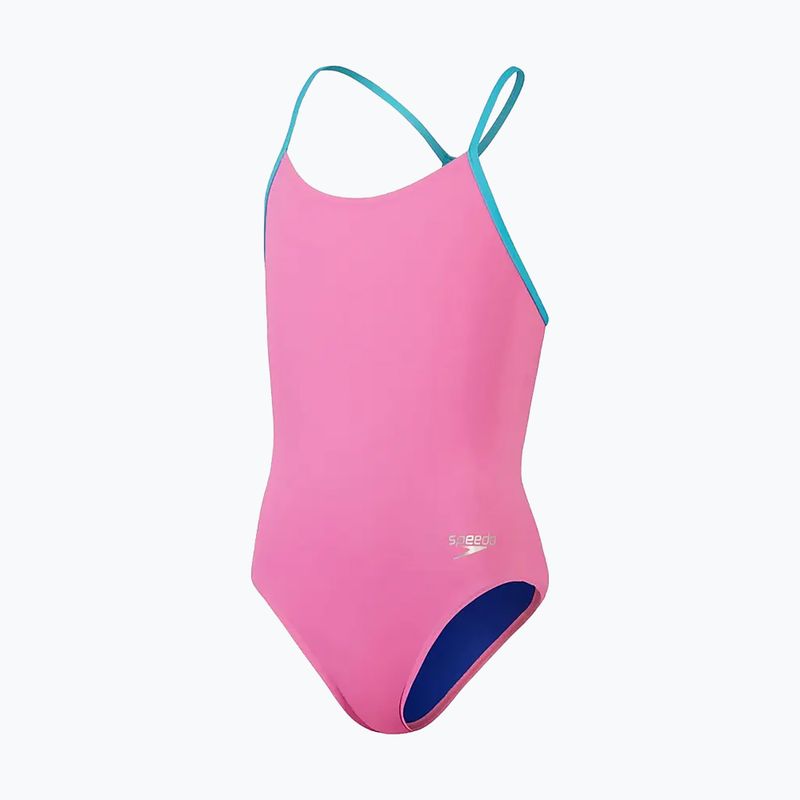 Speedo детски бански Solid Lane Line Back розово/синьо