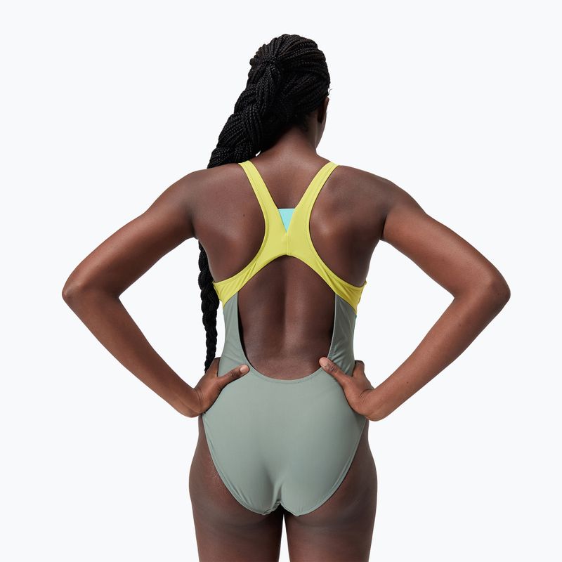 Speedo Zip Colorblock мек маслинов дамски бански от една част 2
