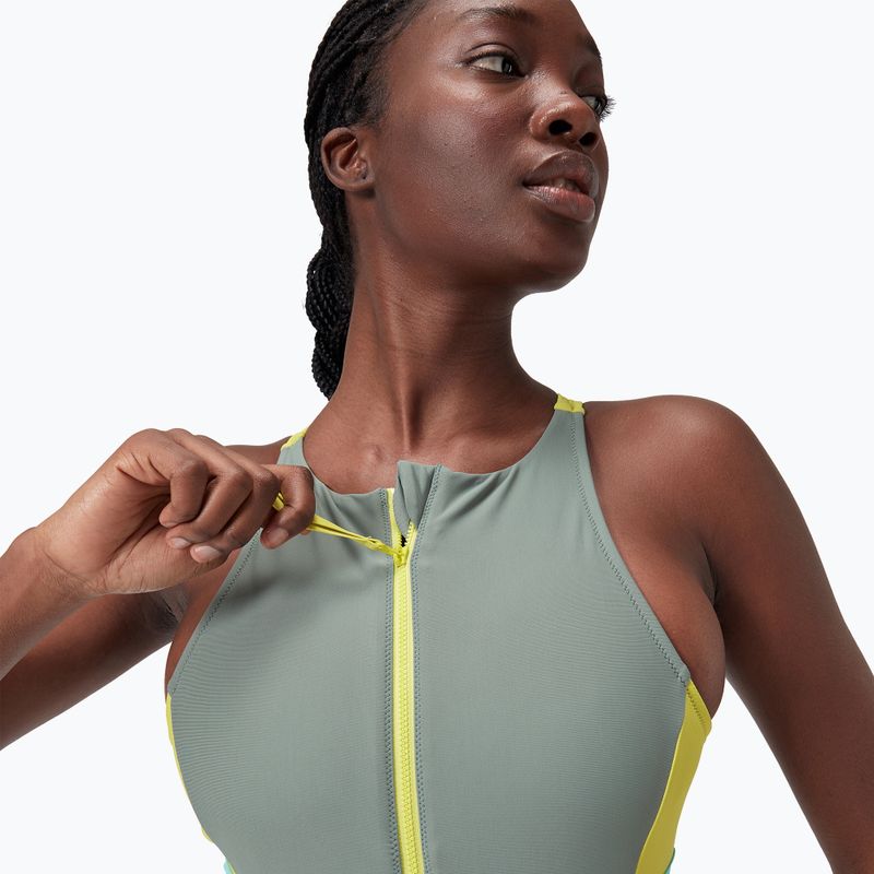 Speedo Zip Colorblock мек маслинов дамски бански от една част 3