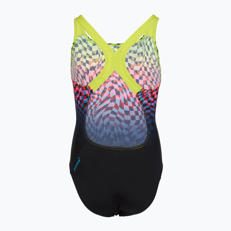 Детски цял бански костюм Speedo Digital Placement Powerback black/pink 2