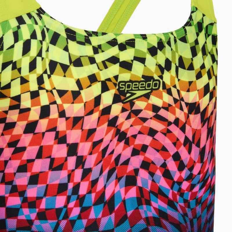 Детски цял бански костюм Speedo Digital Placement Powerback black/pink 3