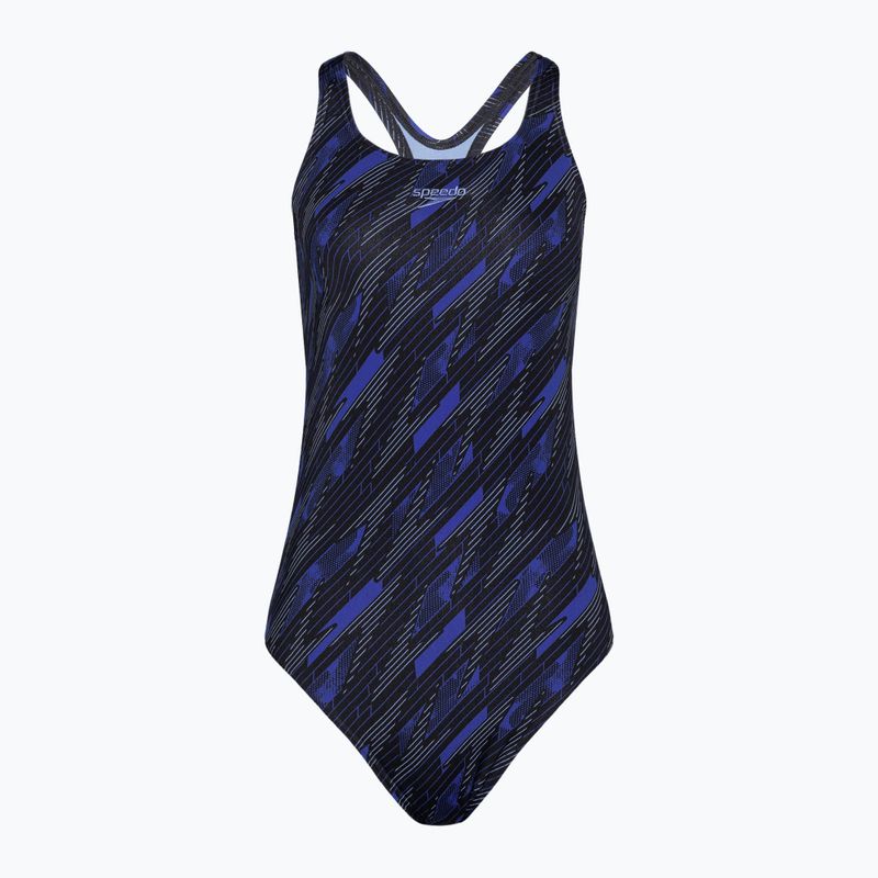 Дамски бански костюм Speedo HyperBoom Allover Medalist black/true cobalt/curious blue