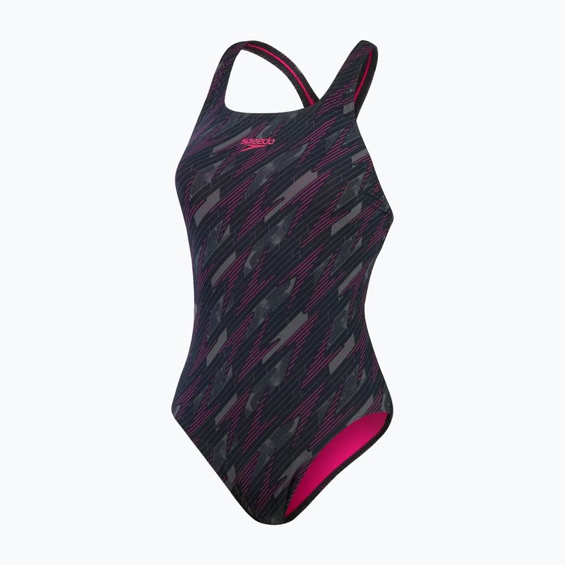 Дамски бански костюм от една част Speedo HyperBoom Allover Medalist black/electric pink/usa charcoal 2