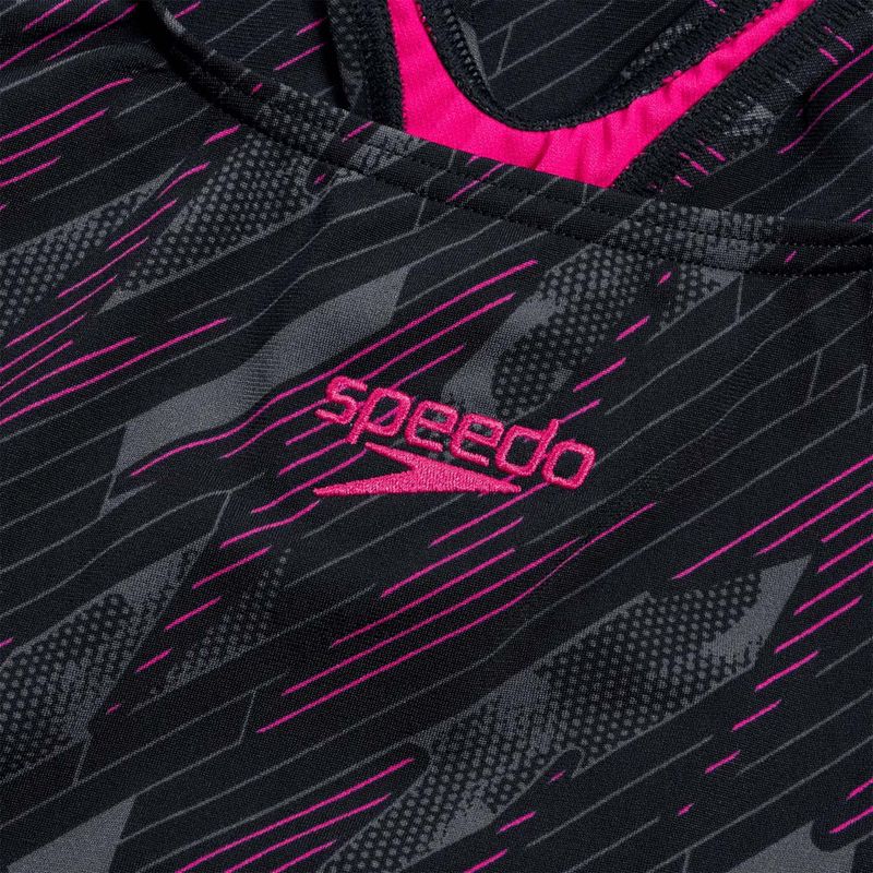 Дамски бански костюм от една част Speedo HyperBoom Allover Medalist black/electric pink/usa charcoal 4