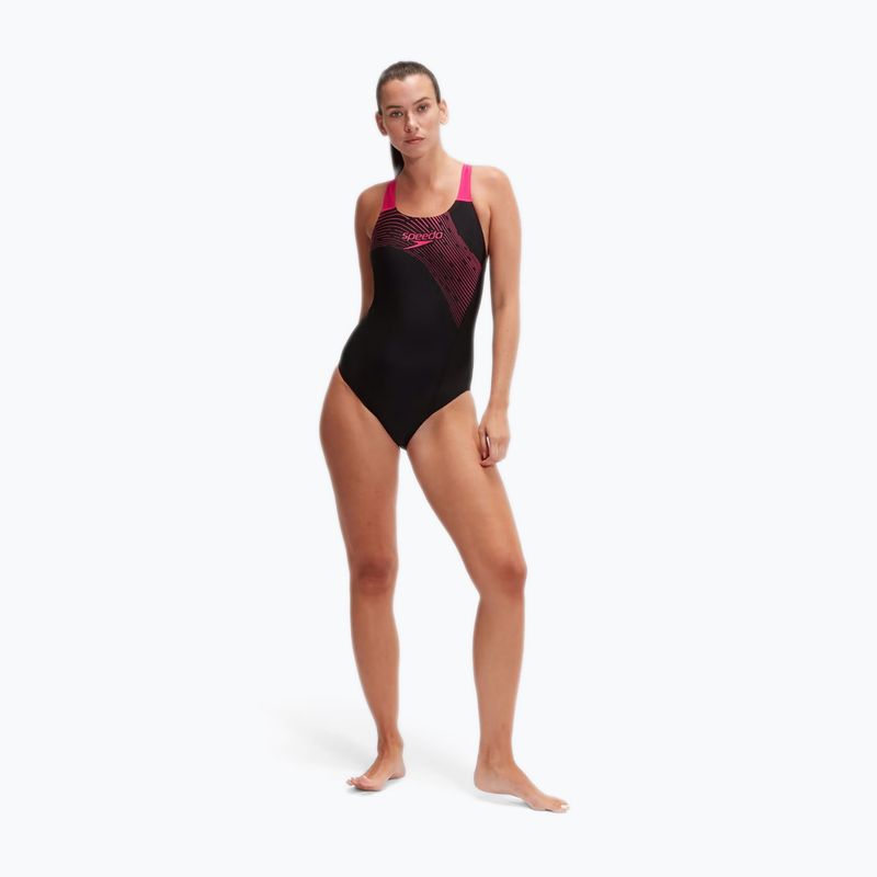 Бански костюм от една част Speedo Medley Logo black/electric pink 6