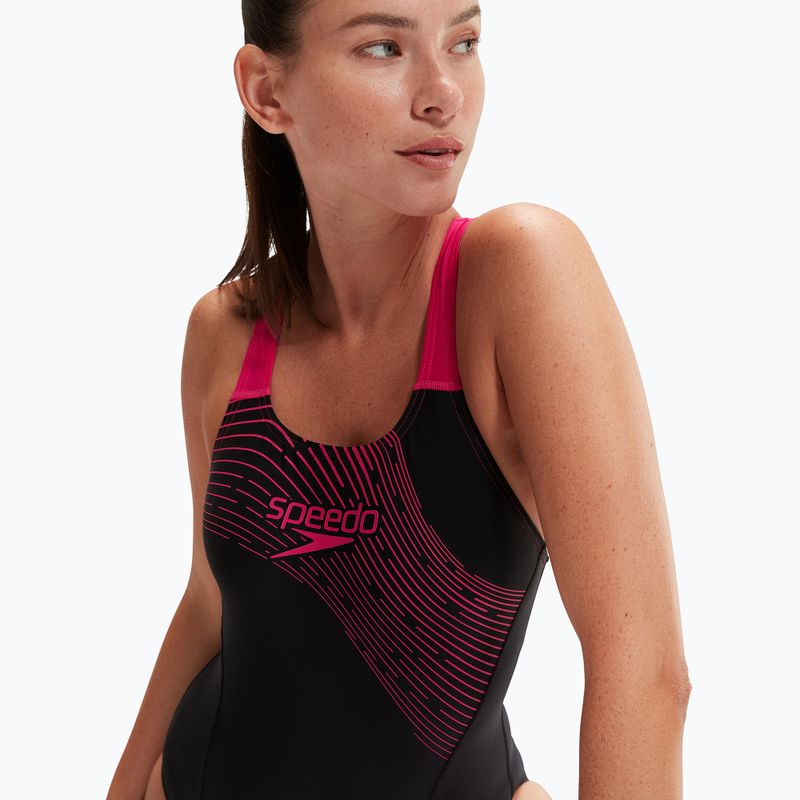 Бански костюм от една част Speedo Medley Logo black/electric pink 8