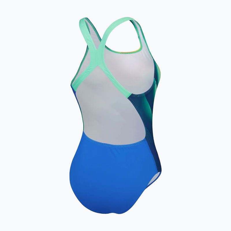 Speedo Placement Digital Powerback дамски бански костюм от една част true cobalt/harlequin green 3