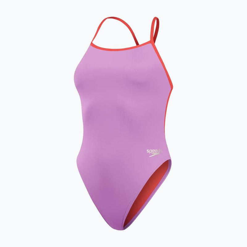 Speedo Solid Tie Back дамски бански костюм от една част sweet purple/watermelon 2