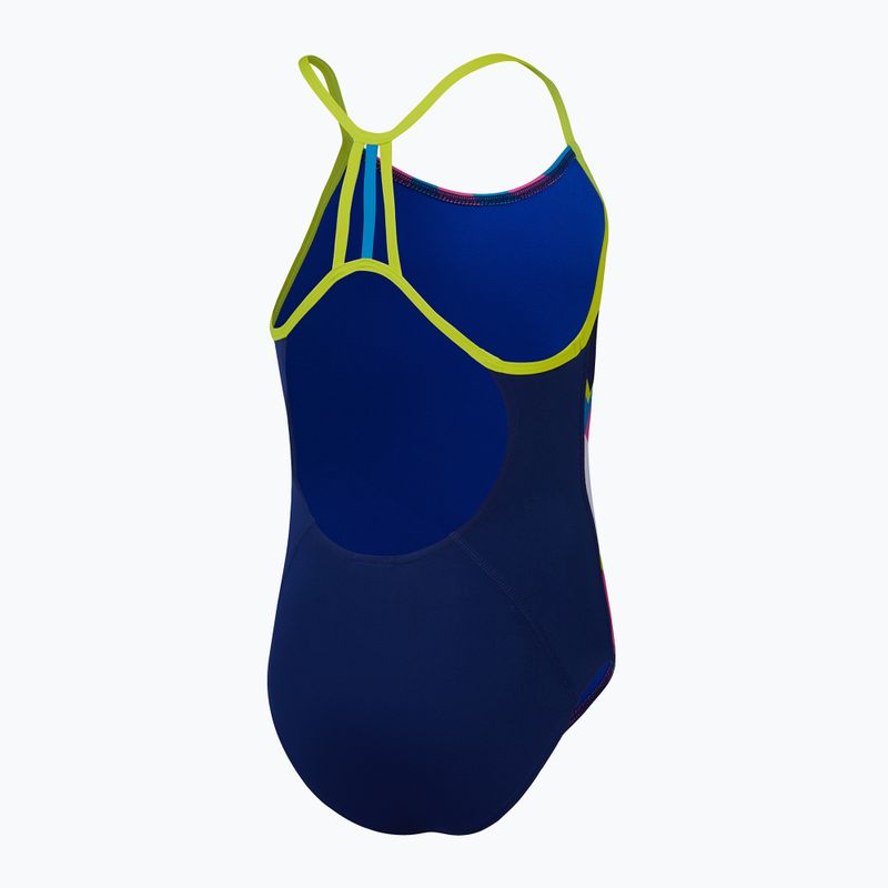 Speedo Placement Lane Line Back детски бански костюм от една част, цвят cerulean blue/flare pink/bitter lime/bolt 3