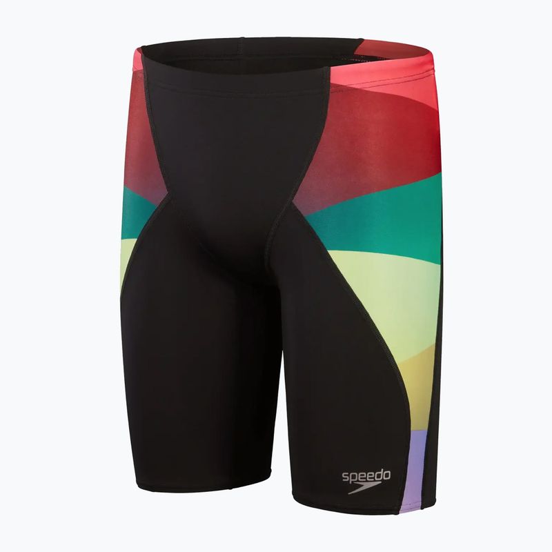 Мъжки бански Speedo Placement Digital V-Cut black/sweet purple/harlequin green/watermelon