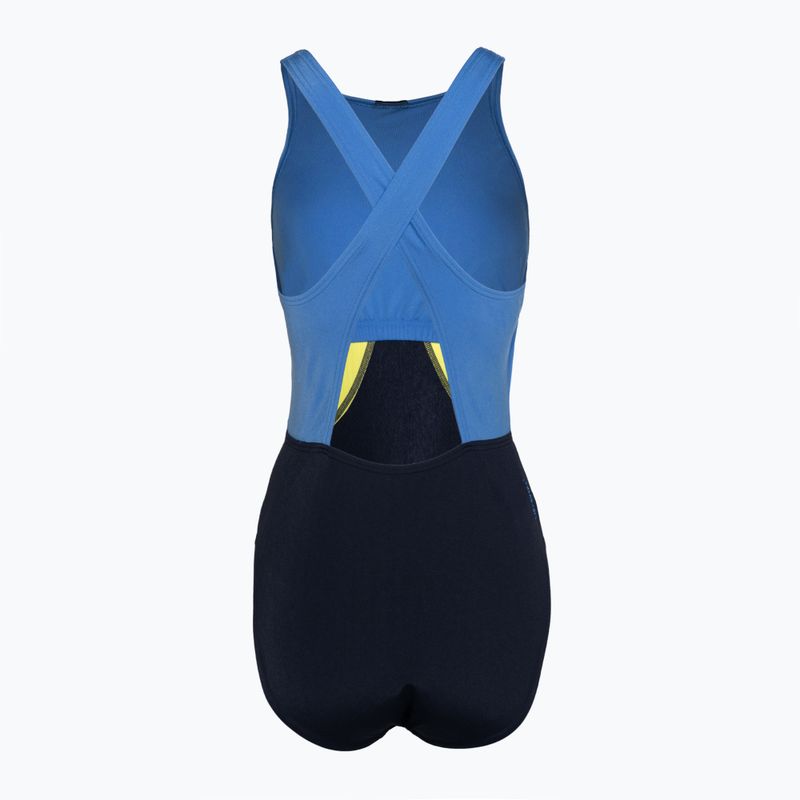 Speedo Бански костюм Colourblock Highneck Crossback true navy/sevres blue/lemon drizzle 2