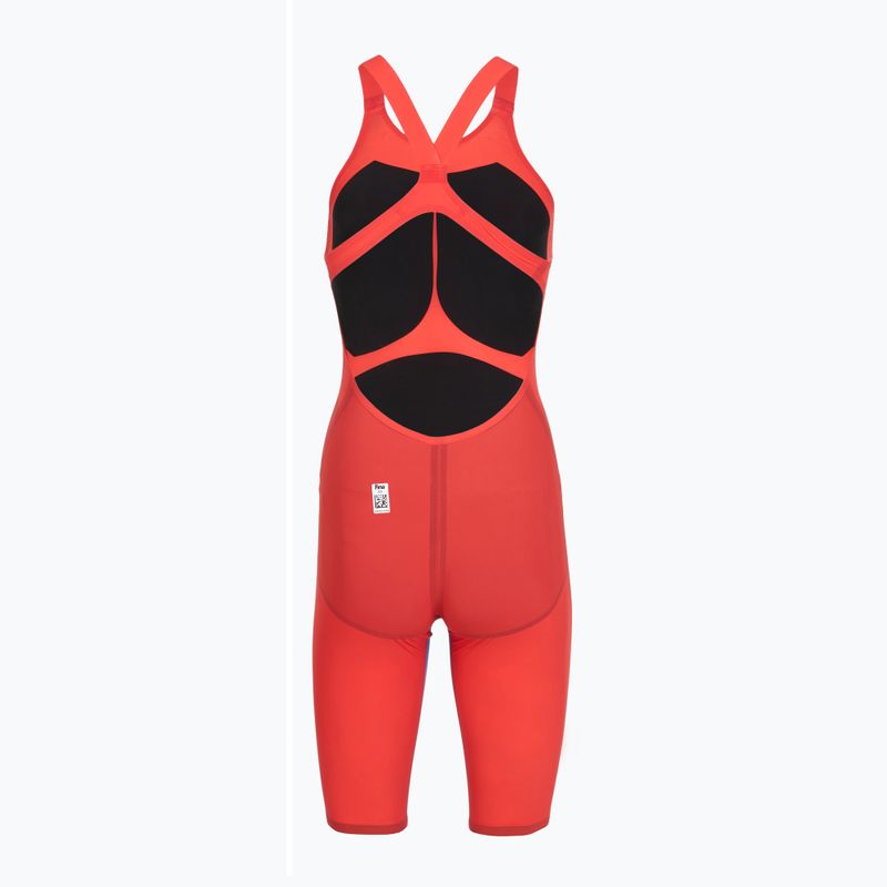 Дамски цял бански костюм Speedo Fastskin LZR Pure Valor 2.0 Openback Kneeskin flame red/cobalt pop 2