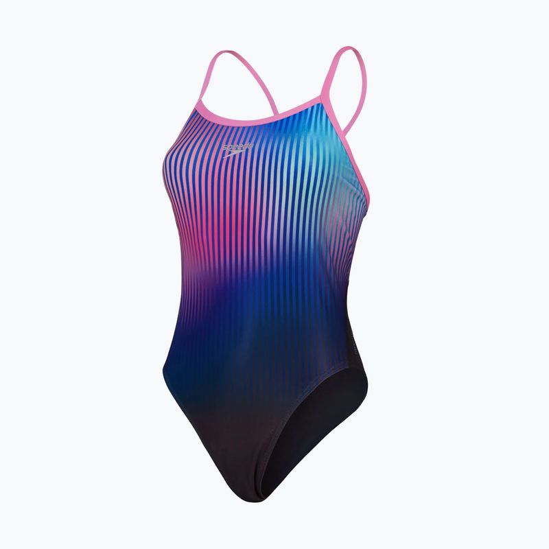 Бански костюм от една част Speedo Placement Digital Turnback black/kiki pink/picton blue