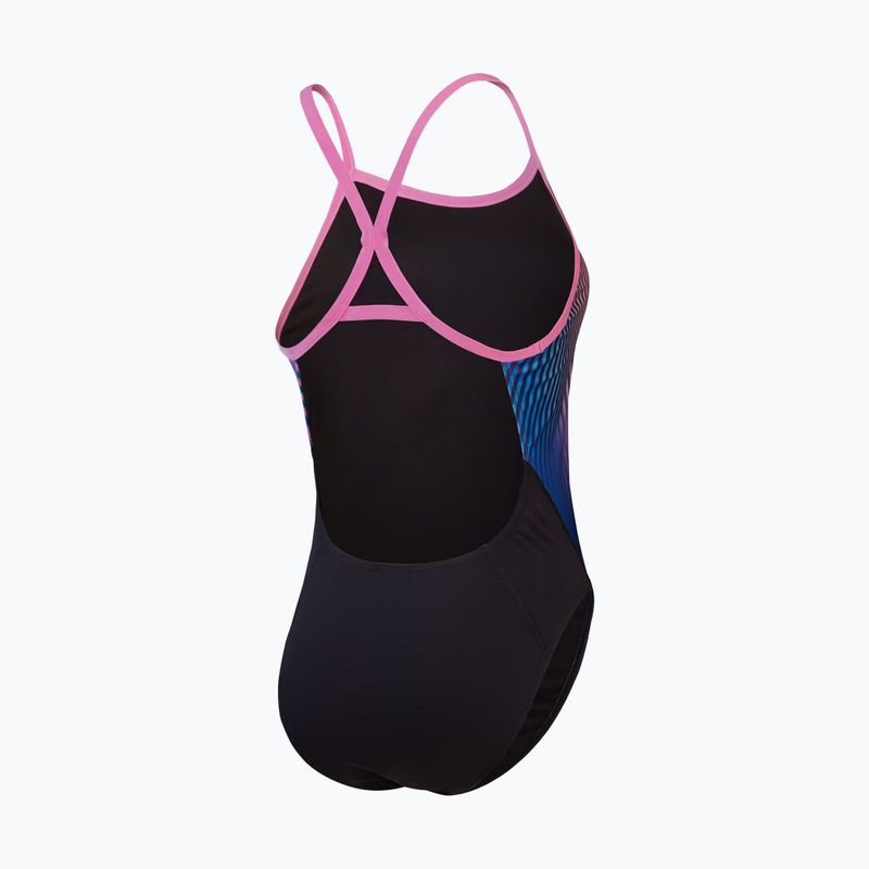 Бански костюм от една част Speedo Placement Digital Turnback black/kiki pink/picton blue 2