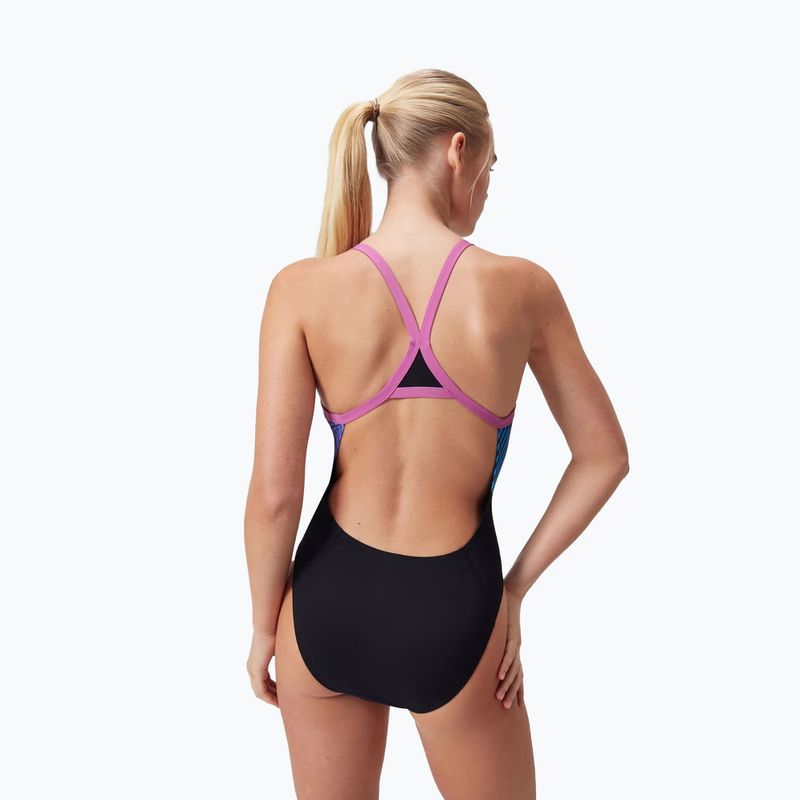 Бански костюм от една част Speedo Placement Digital Turnback black/kiki pink/picton blue 7