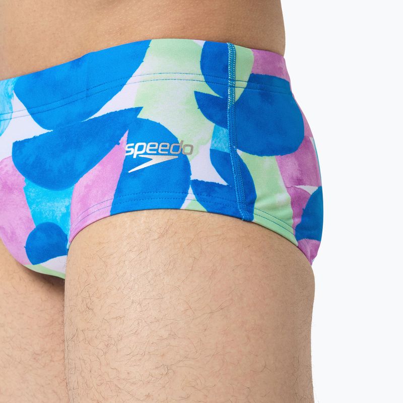 Мъжки боксерки за плуване Speedo 13,5 cm Allover Training Club Brief punch blue/kiki pink 5