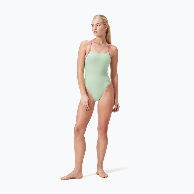 Бански костюм от една част Speedo Solid Lattice Tie-Back matcha green 7