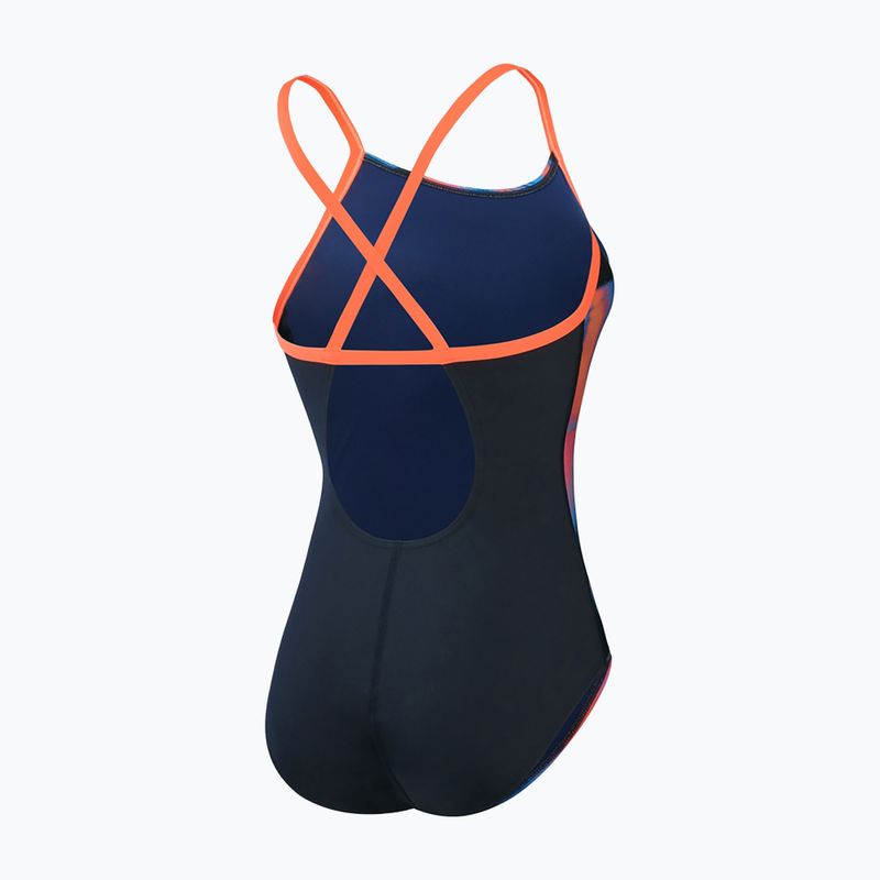 Дамски цял бански костюм Speedo Allover Fixed Crossback true navy/siren red/punch blue 2
