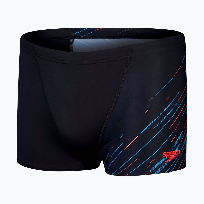 Мъжки боксерки за плуване Speedo HyperBoom V-Cut Aquashort black/picton blue/siren red