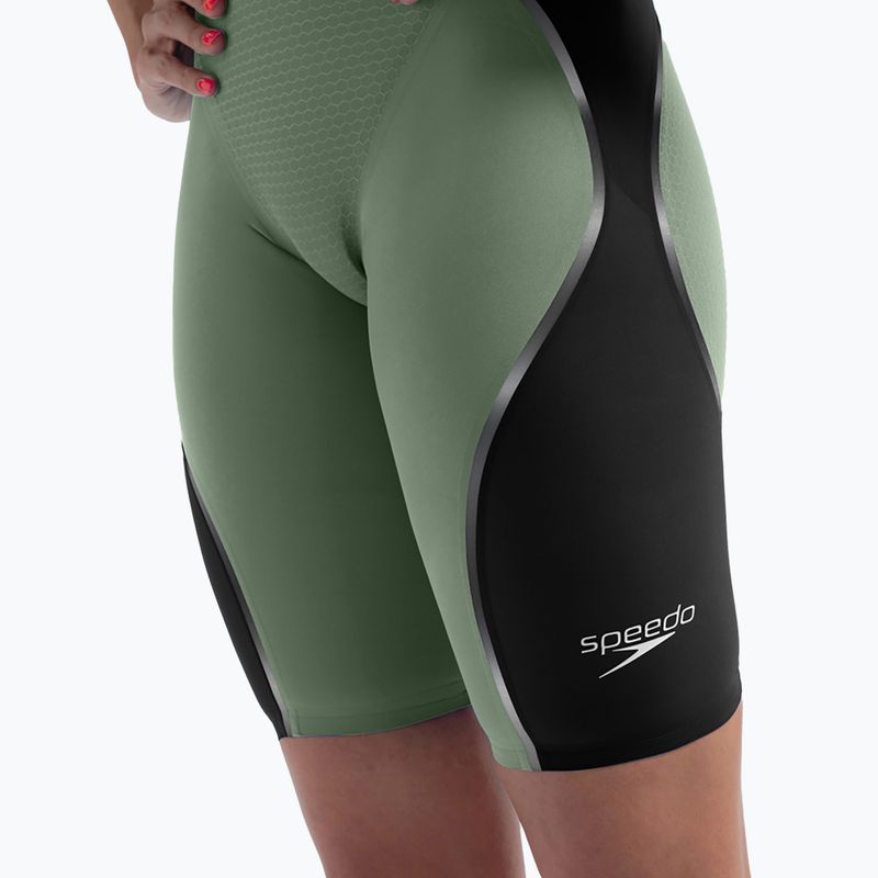 Дамски стартов бански костюм Speedo Fastskin LZR Pure Intent 2.0 Openback Kneeskin country green/black/trident 12