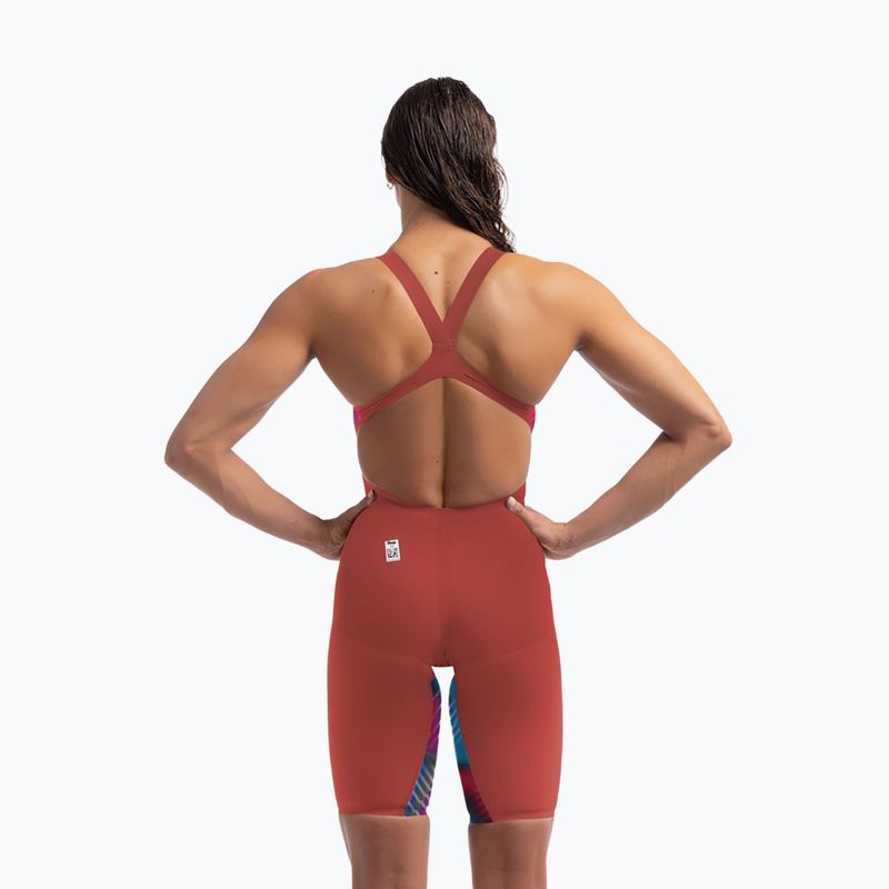 Дамски цял бански костюм Speedo Fastskin LZR Pure Valor 2.0 Openback Kneeskin flame red/picton blue 7