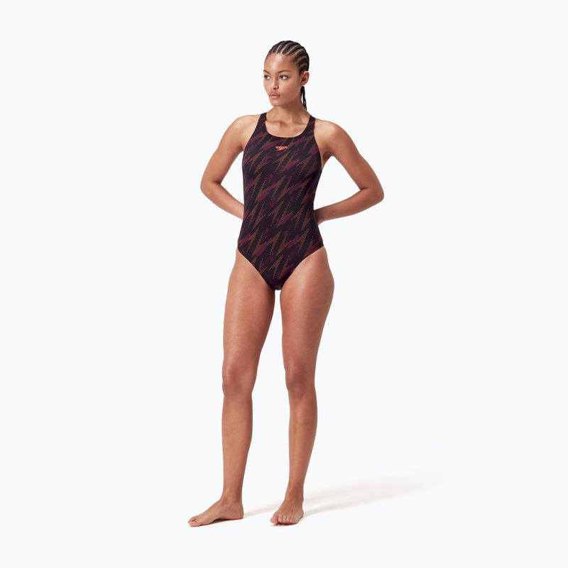 Бански костюм от една част Speedo HyperBoom Allover Medalist black/plum dandy/siren red 2