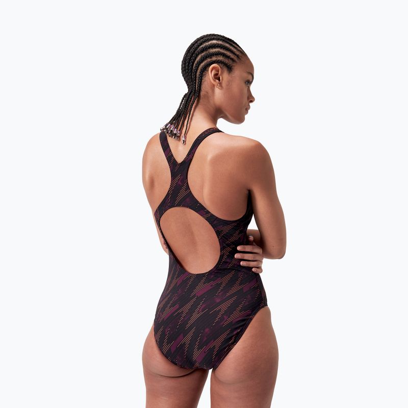 Бански костюм от една част Speedo HyperBoom Allover Medalist black/plum dandy/siren red 3