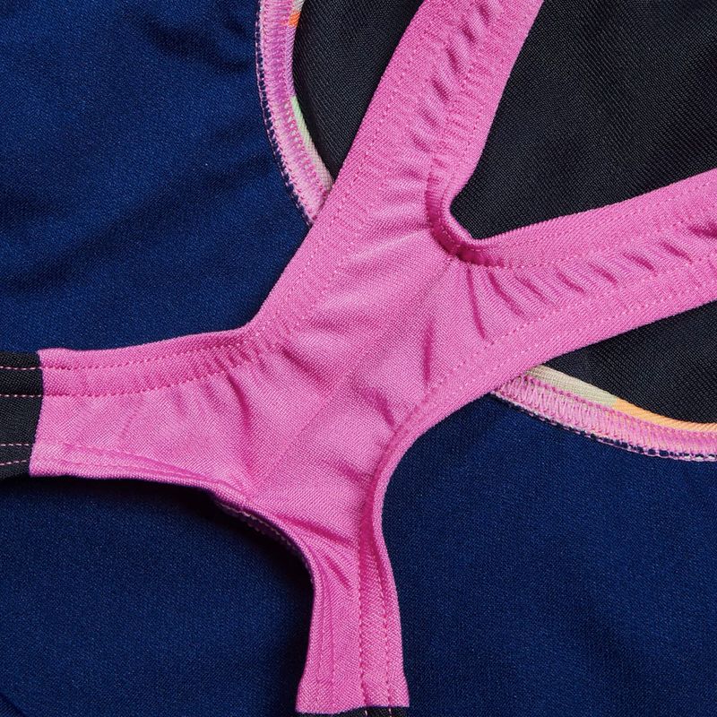 Детски бански костюм от една част Speedo Digital Placement Splashback true navy/kiki pink/siren red/matcha 4