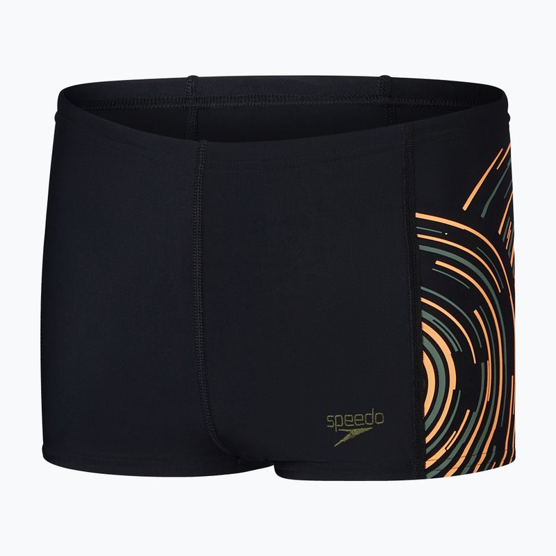 Детски боксерки за плуване Speedo Plastisol Placement Aquashort black/nectarine/country green