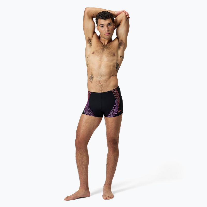 Мъжки бански Speedo Duo Logo Print Aquashort black/coral sands/neon violet 2