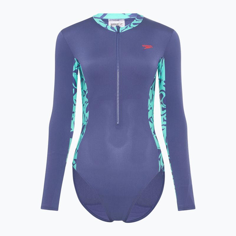 Speedo дамски бански костюм от една част с дълъг ръкав Panel hapuna blue