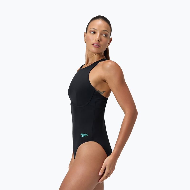 Дамски цял бански костюм Speedo Racer Zip with Built in Swim Bra anthracite anthracite 8