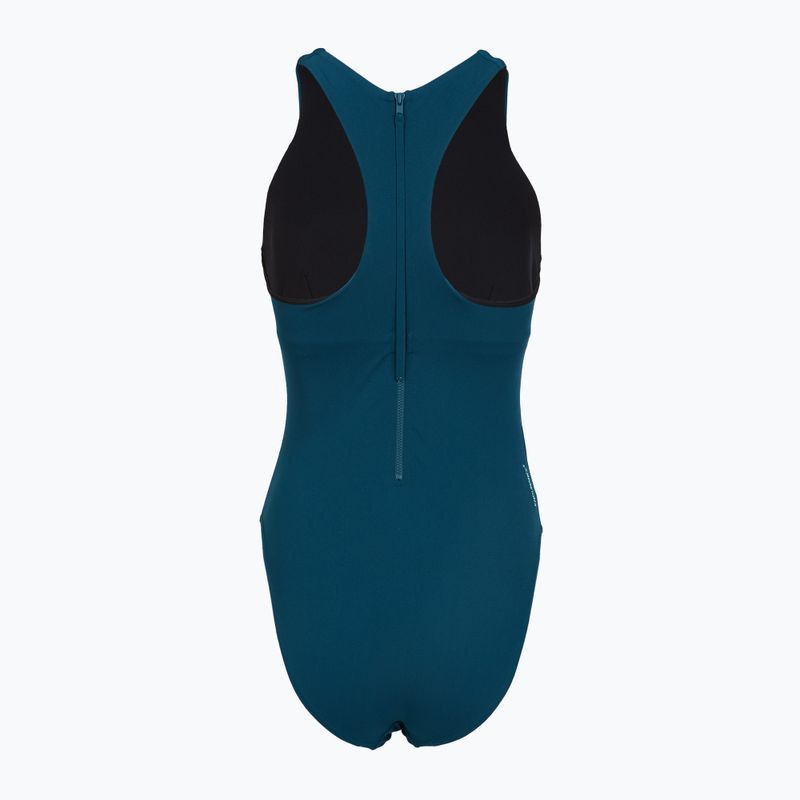 Дамски цял костюм за плуване Speedo Racer Zip with Built in Swim Bra dark teal 2