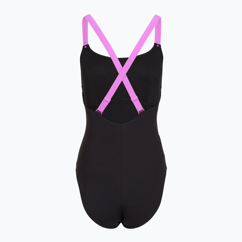 Дамски цял бански костюм Speedo Shaping Crossback neon violet 2