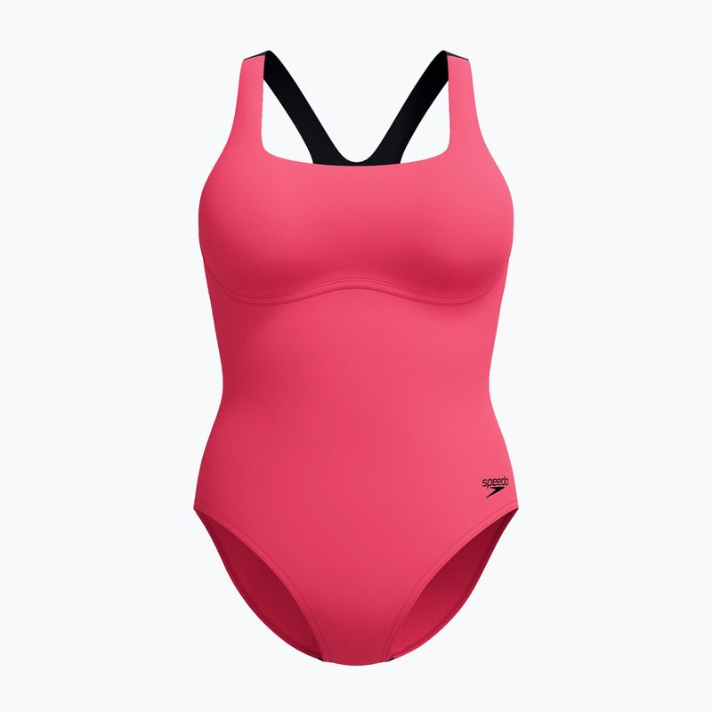 Дамски цял костюм за плуване Speedo Flex Band with Swim Bra raspbery fill/vermilion/punch 7