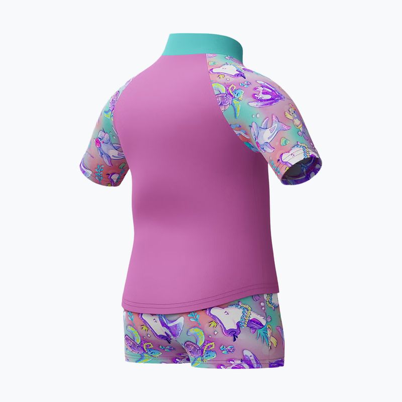 Детски бански костюм от две части Speedo Digital Rash Top Set neon violet 3