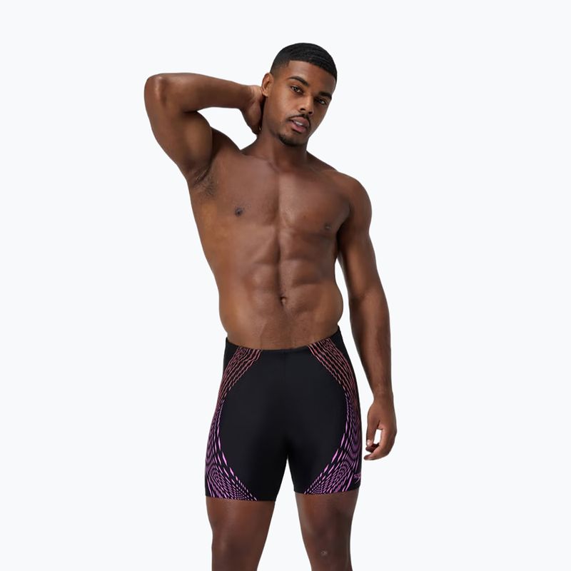 Мъжки плувни шорти тип клин Speedo Duo Logo Print Mid Jammer black/coral sands/neon violet 6