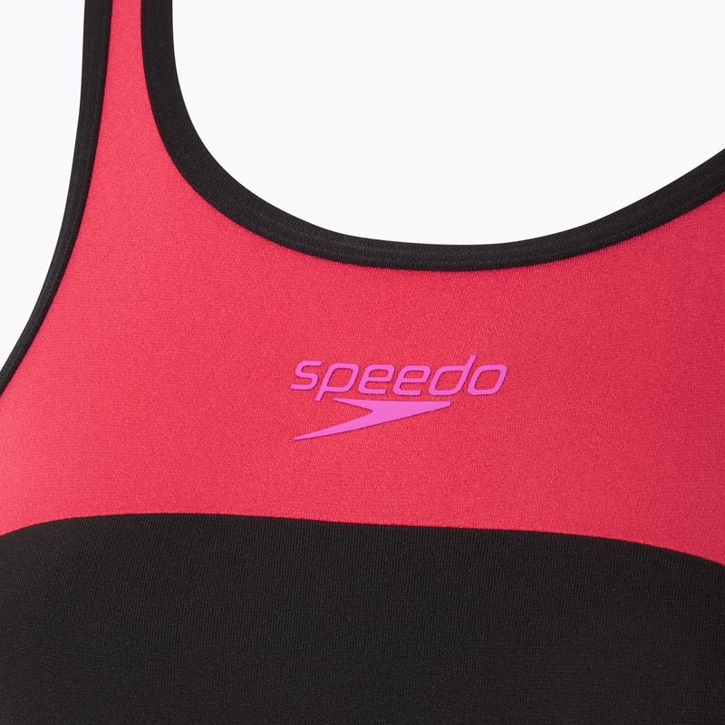 Speedo дамски бански костюм от една част High Neck Splice Cross Back малинов пълнеж 3