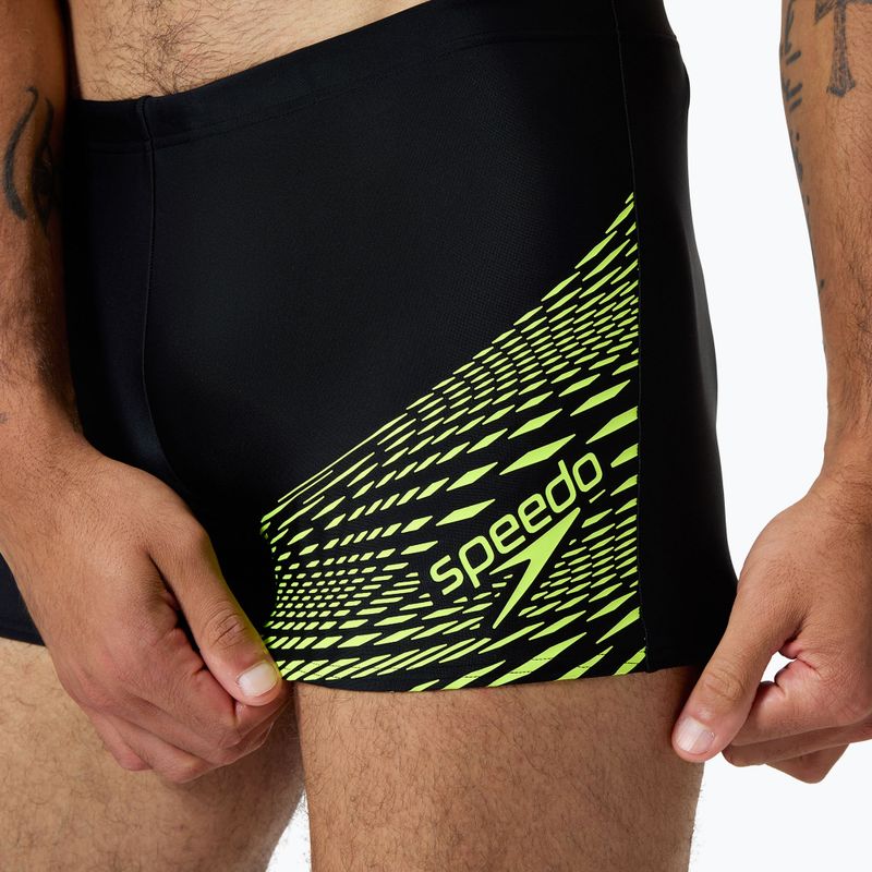 Мъжки боксерки за плуване Speedo Medley Logo Aquashort black/hyper yellow 3