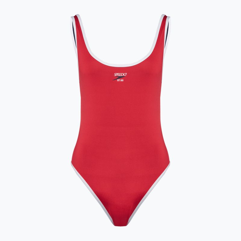Speedo дамски бански от една част Solid Bound Scoop висок риск червен