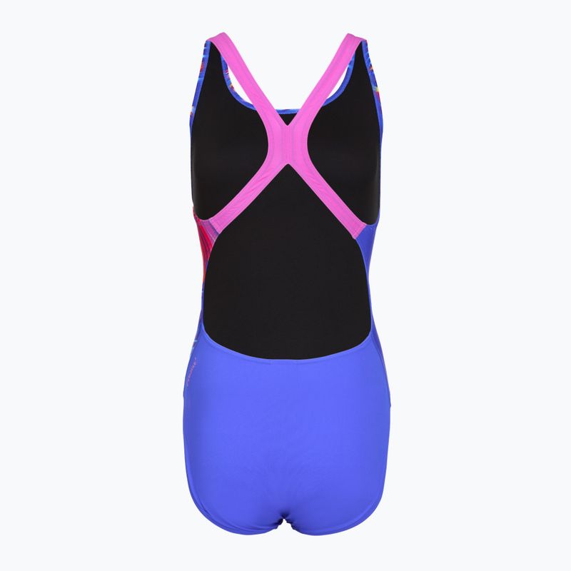 Дамски цял бански костюм Speedo Placement Digital Powerback molten blend/cobalt pop 2