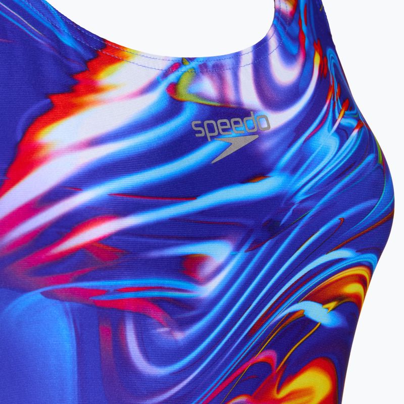 Дамски цял бански костюм Speedo Placement Digital Powerback molten blend/cobalt pop 3