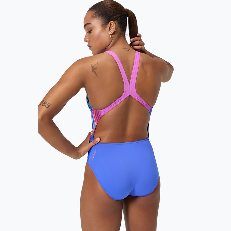Дамски цял бански костюм Speedo Placement Digital Powerback molten blend/cobalt pop 3
